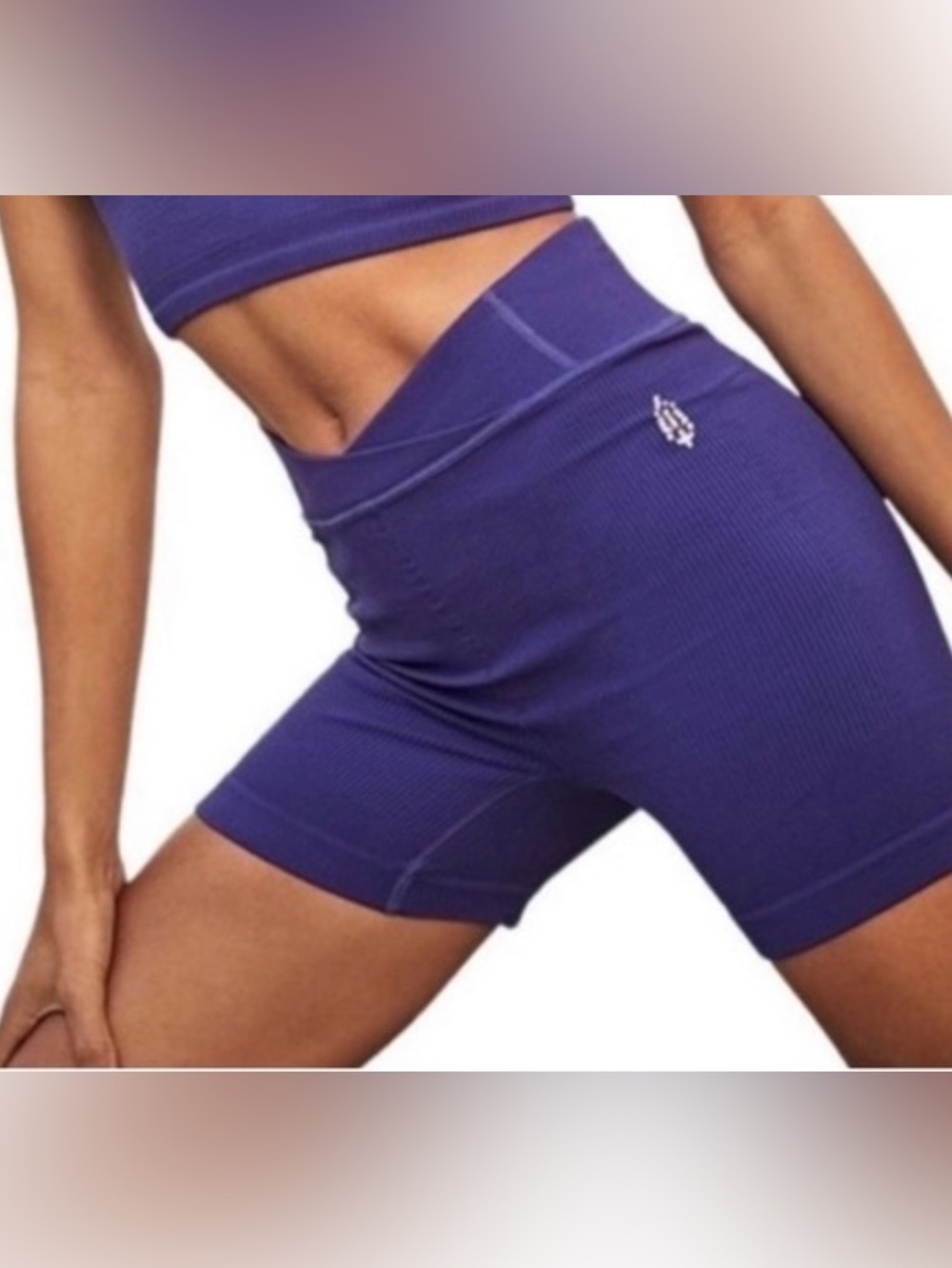 NWT FP Movement Free Throw Shorts S Small Outerspace Blue Crossover Ribbed $40